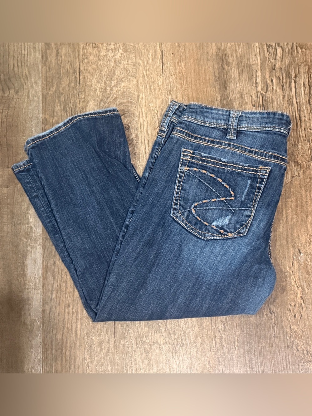 Silver Jeans Bootcut Dark Blue Denim Capris
